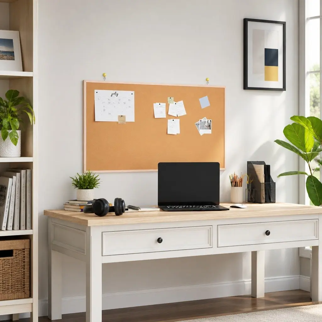 Cork Board 100x55 cm Self-Healing Surface Solid Pine Wood Frame Wall Mount