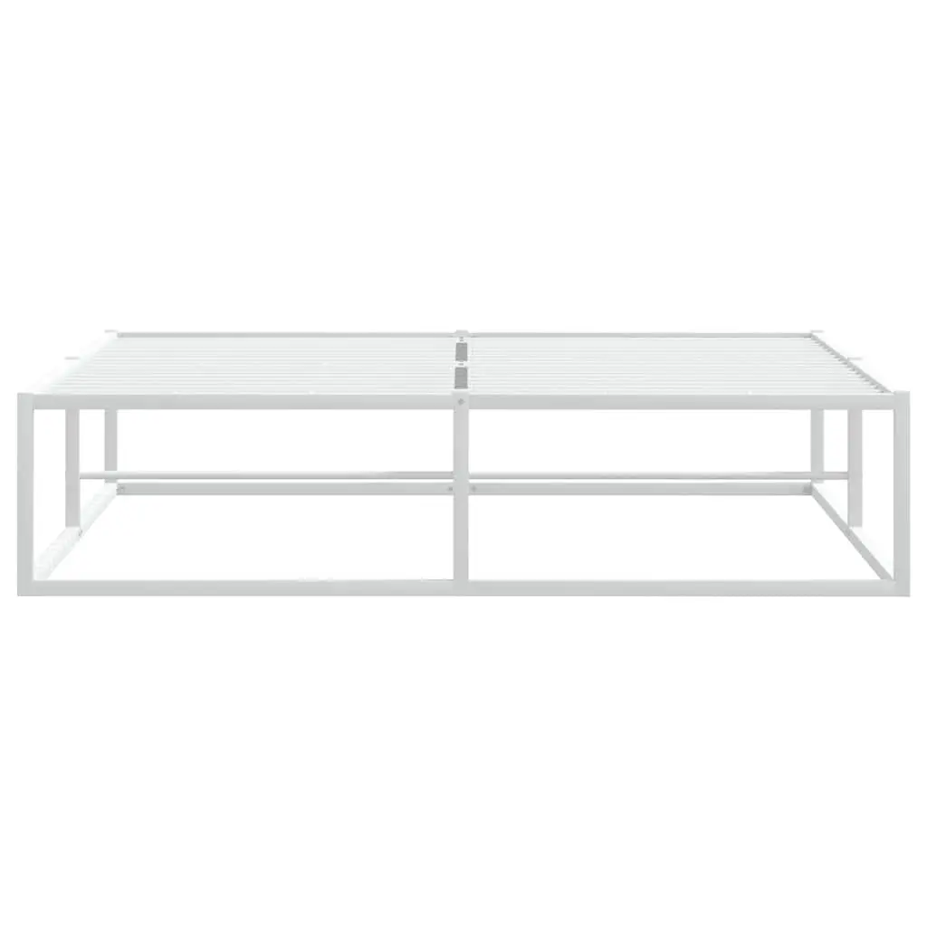 Metal Bed Frame 137x187 cm White Slatted Base Under-Bed Storage