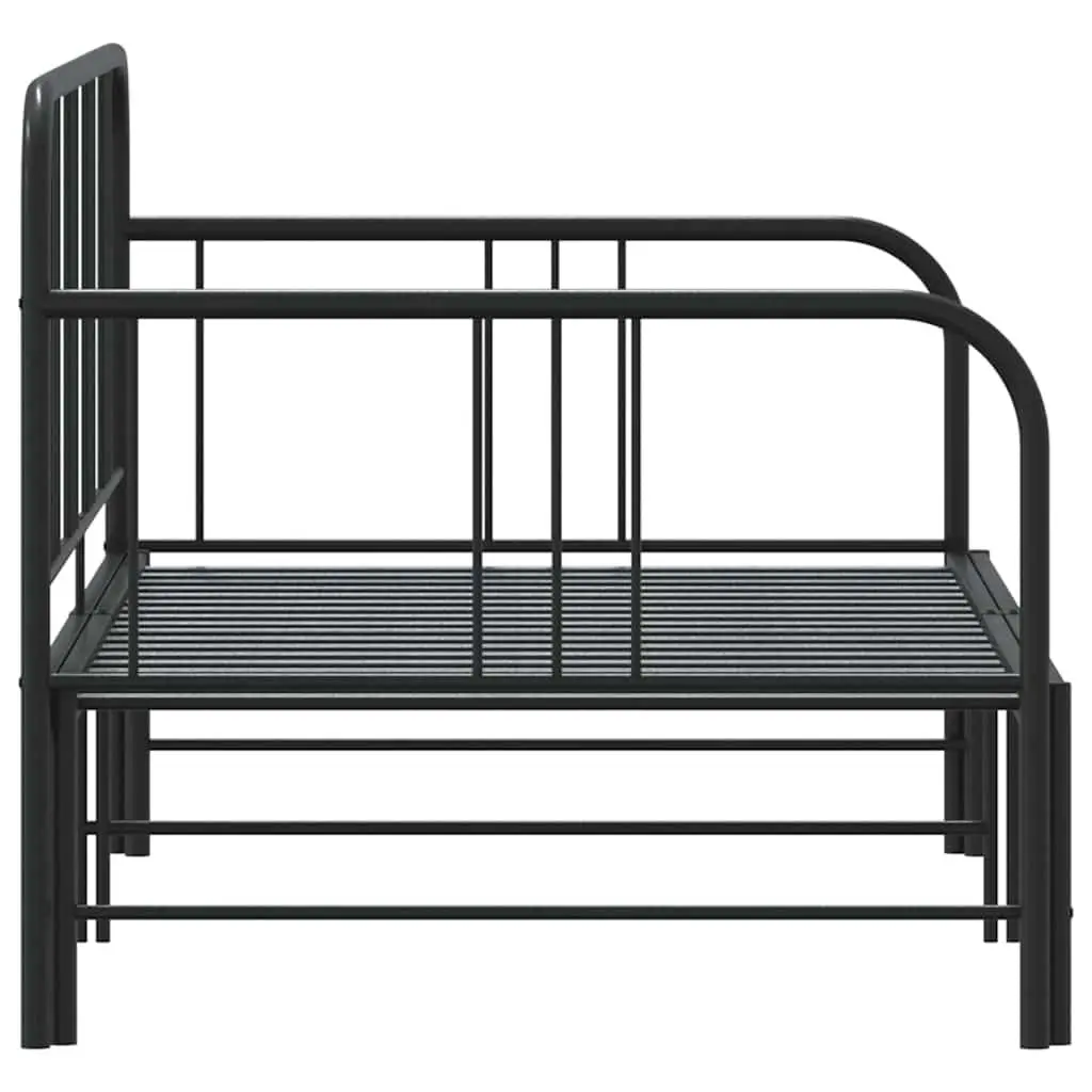 Daybed with Trundle Black 92x187 cm Metal Frame Converts from Sofa to Double Bed