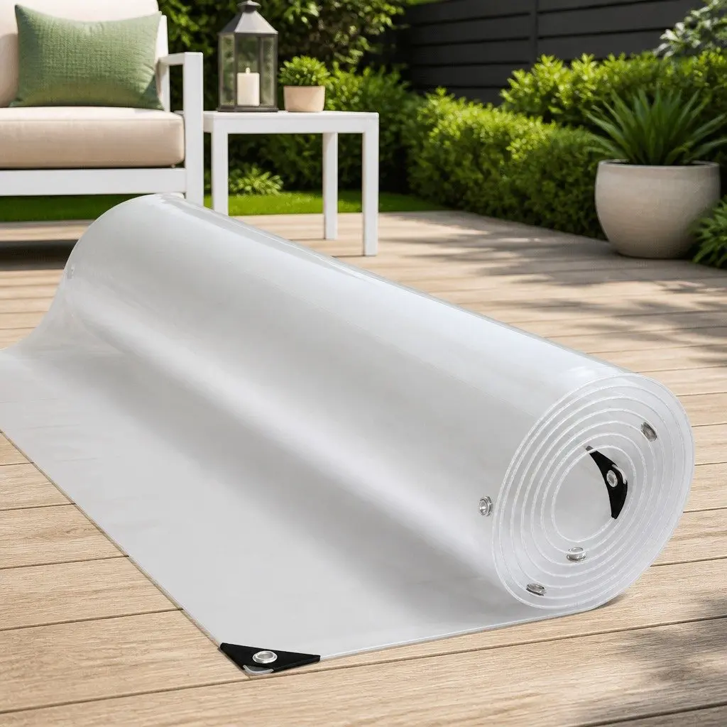 Clear Tarpaulin 3x6m Transparent PVC Waterproof with Eyelets for Garden Cover