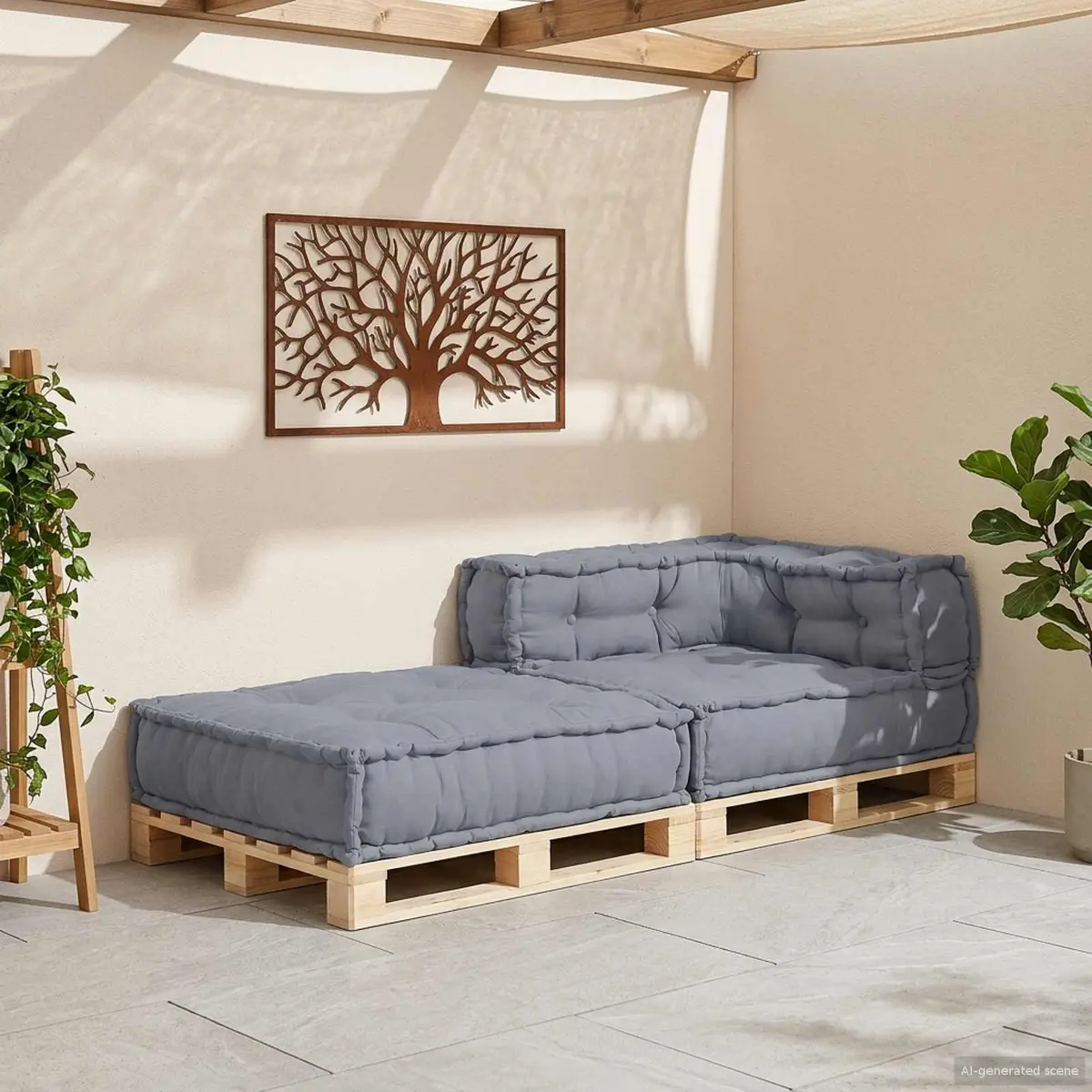 Modular Sofa Unit 70x70x56cm Grey Fabric Cushion Indoor Outdoor Lounge Seating