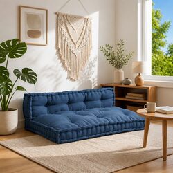 Pallet Sofa Cushion 2 pcs Blue 120 x 80 x 38 cm Fabric Indoor Outdoor
