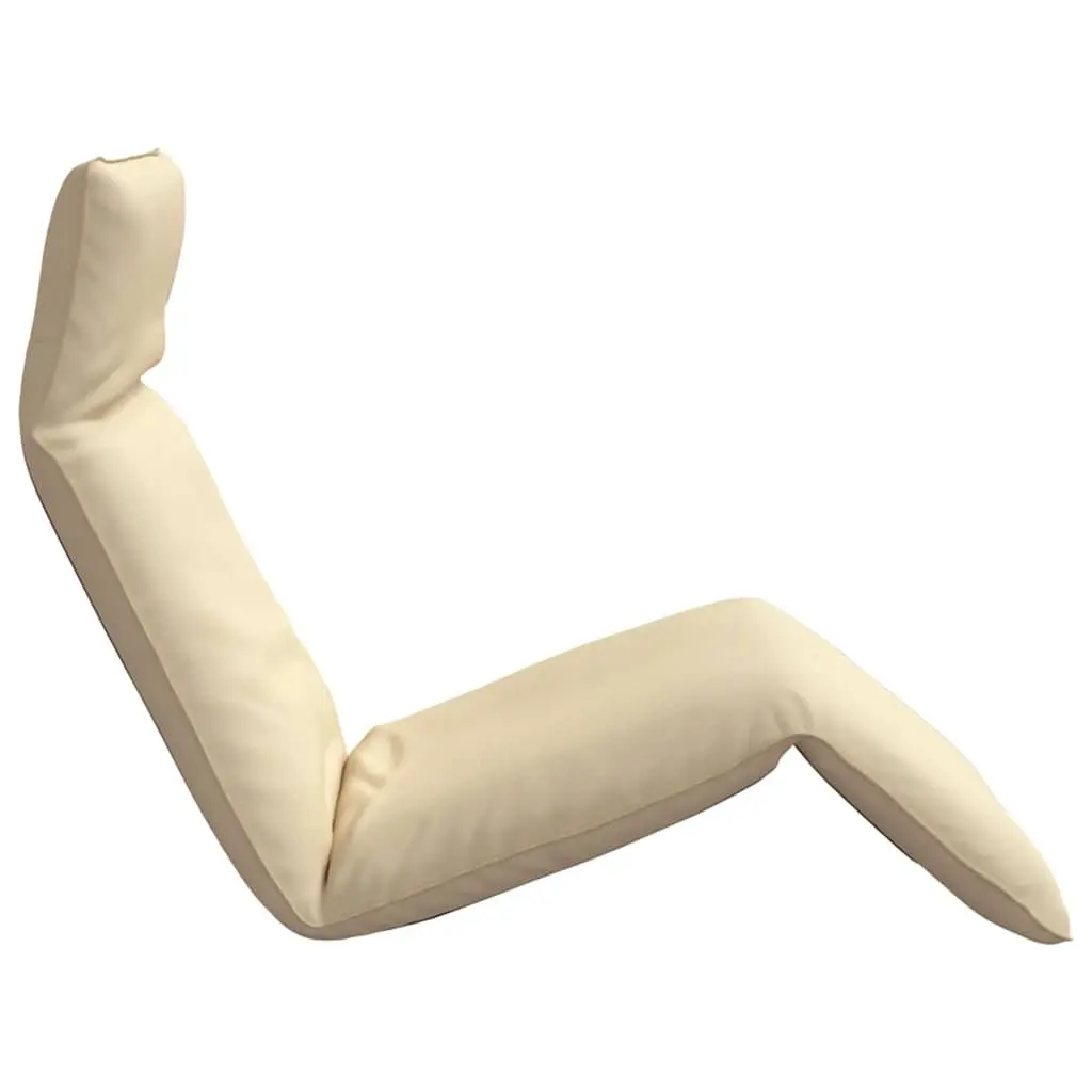 Folding Sun Lounger Beige Manual Reclining Beach Garden Chair 5 Adjustable Positions Outdoor Seating