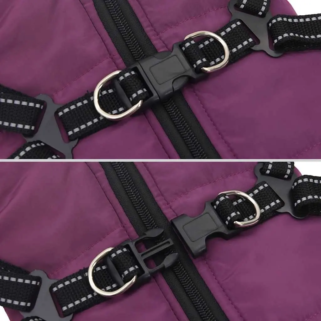 Dog Coat with Built-in Harness Waterproof Reflective Winter Jacket 2XL Purple