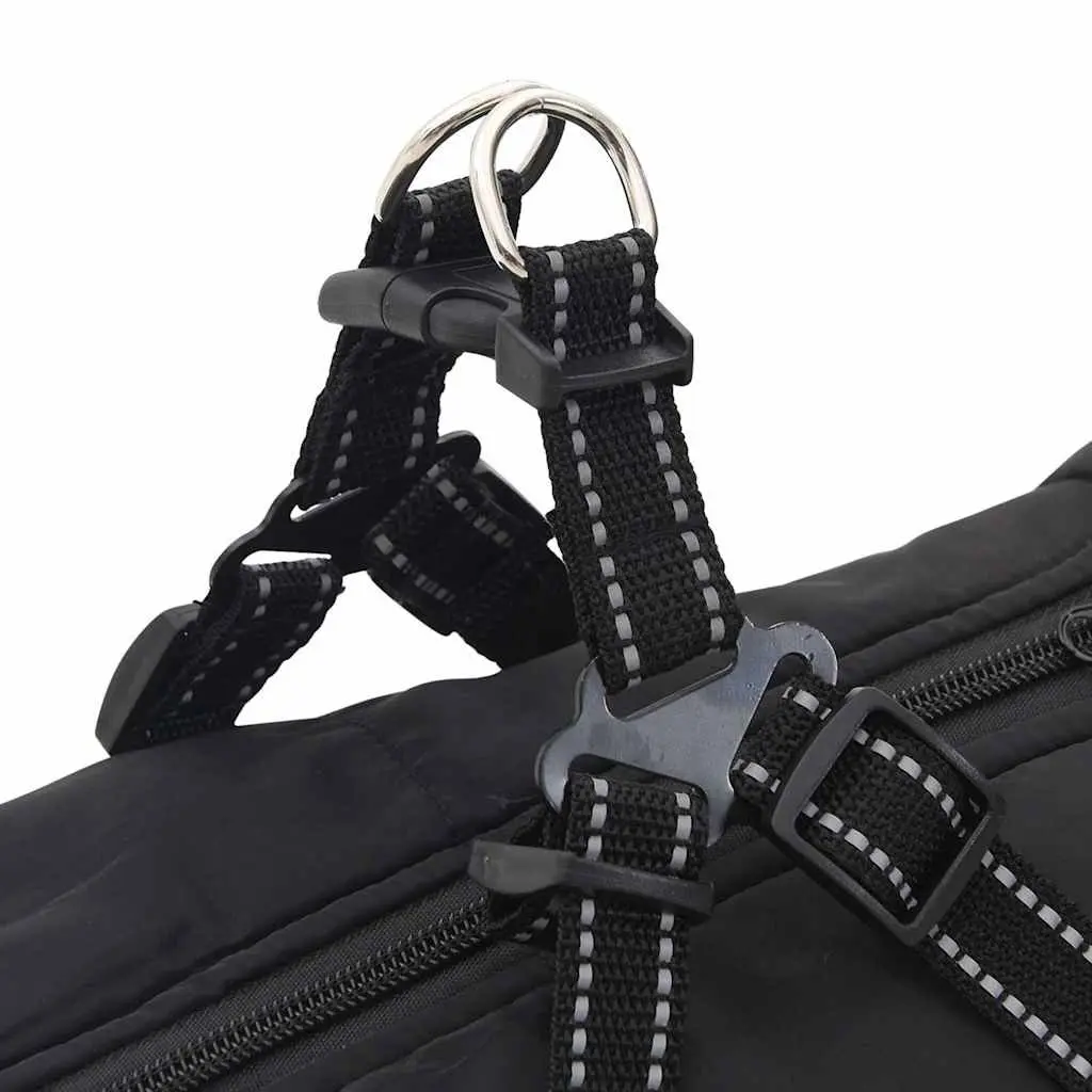 Dog Coat with Built-in Harness Waterproof Reflective Winter Jacket 3XL Black