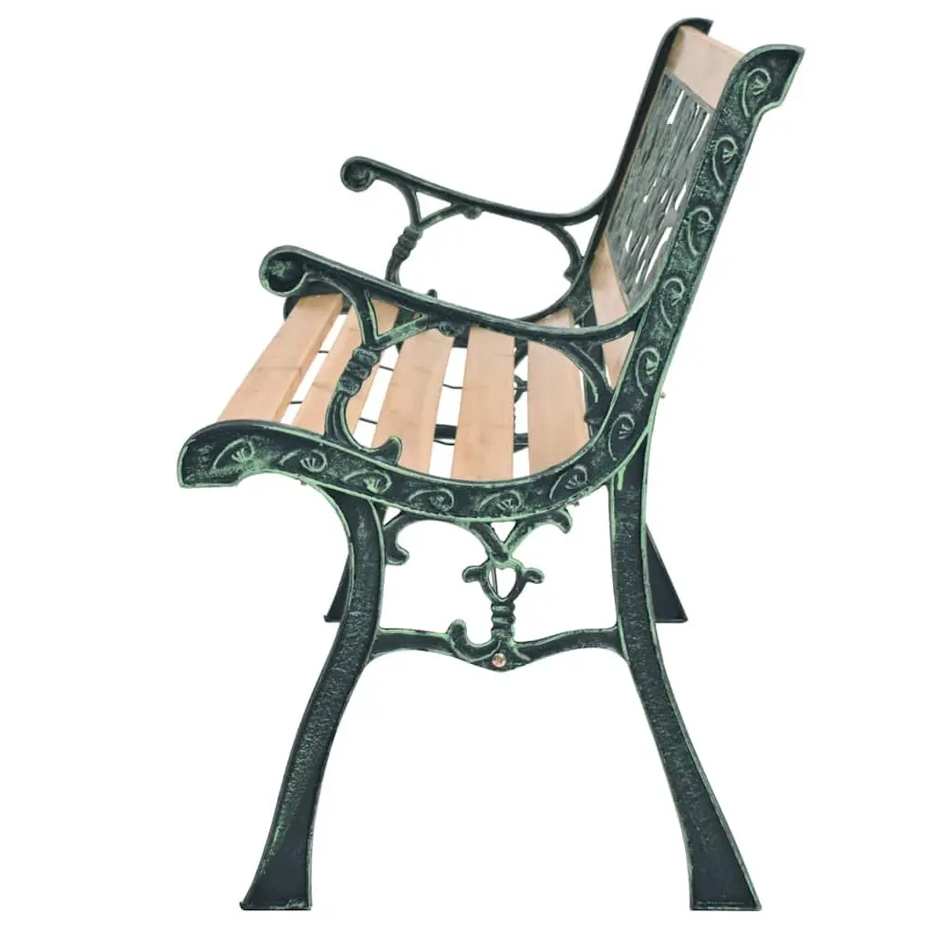 Garden Bench 122cm Outdoor Seating Brown Wrought Iron and Wood Frame Decorative PVC Backrest