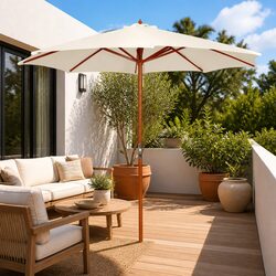 Garden Parasol Outdoor Sunshade Patio Umbrella Shade Canopy White 300x258cm