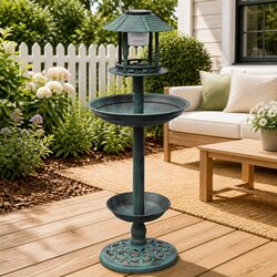 Green Bird Bath and Feeder