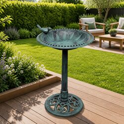 Enhance Your Garden with This Charming Green Bird Bath