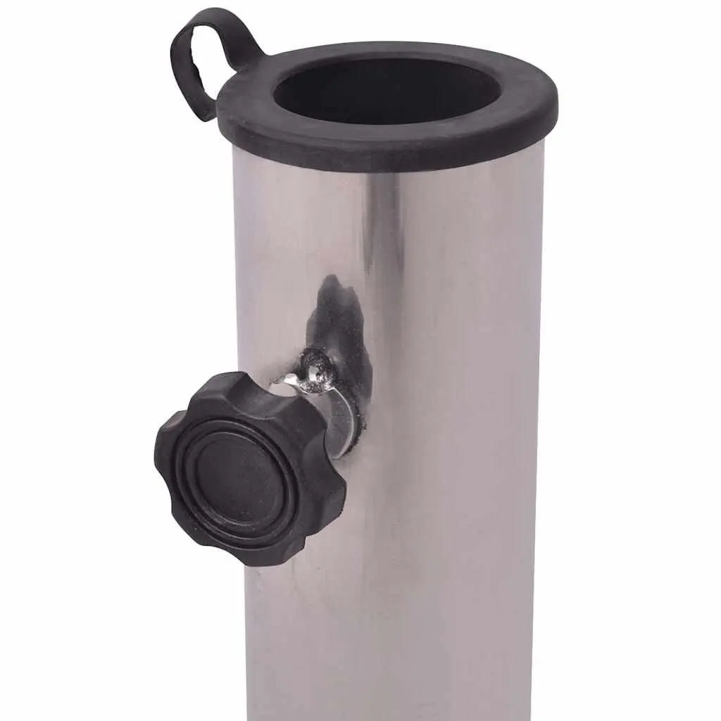 Parasol Stand 45cm Grey Heavy-Duty Granite Base Stainless Steel for Outdoor Umbrellas