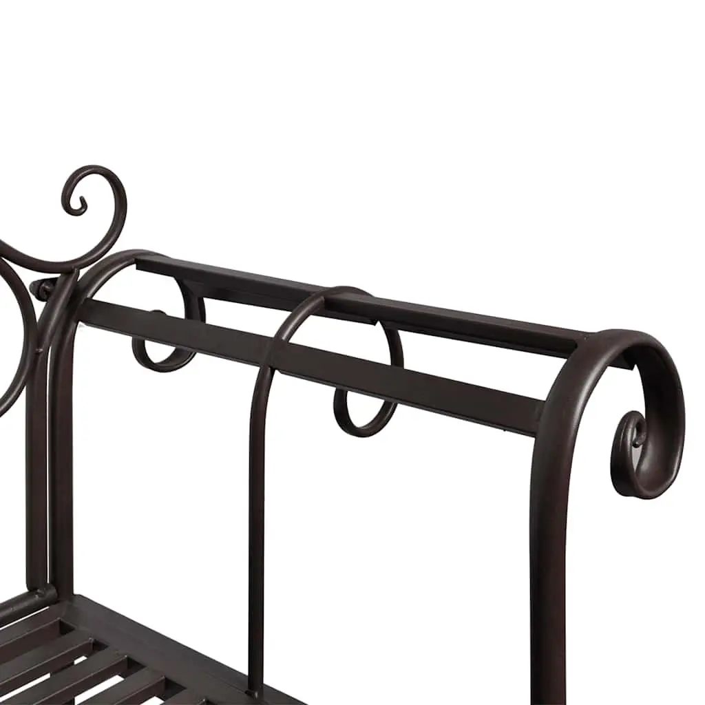 Garden Bench 132cm Metal Frame Weatherproof Outdoor Seating Brown