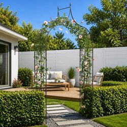 Garden Arch Spike Design Dark Green Climbing Plants Outdoor Structures Metal