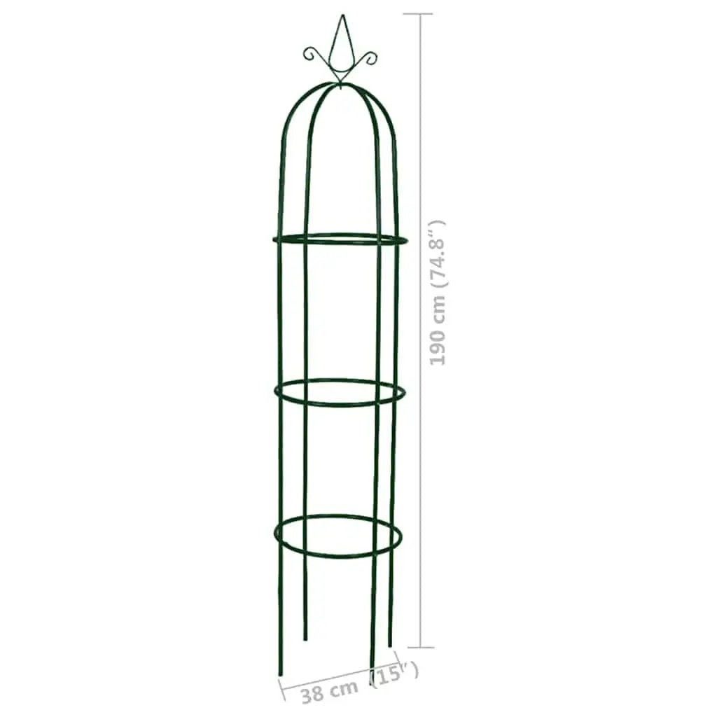 Garden Arch Tower Set 2 Pieces Iron Construction Weather Resistant Supports Climbing Plants Green