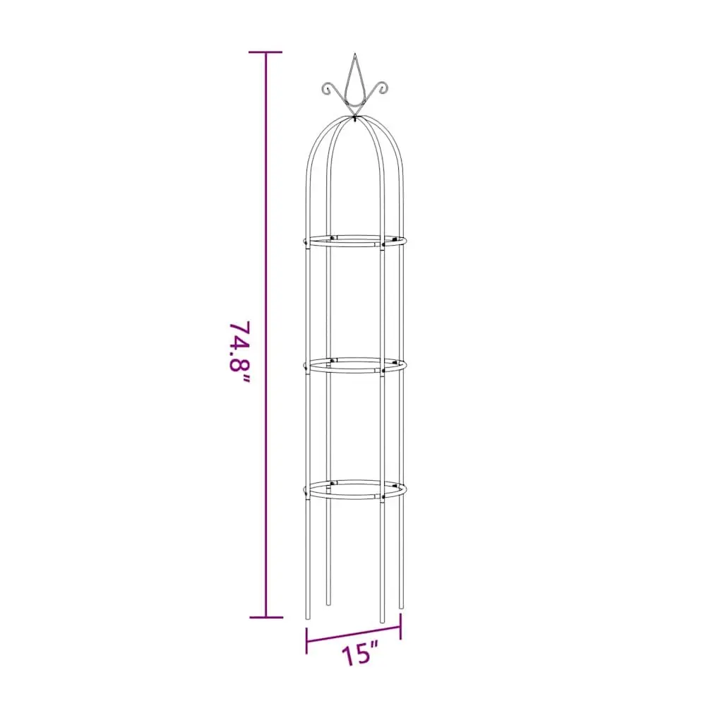 Garden Arch Tower Set 2 Pieces Iron Construction Weather Resistant Supports Climbing Plants Green