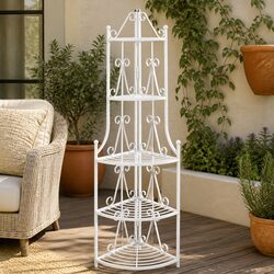 Stylish White Corner Plant Stand for Your Home