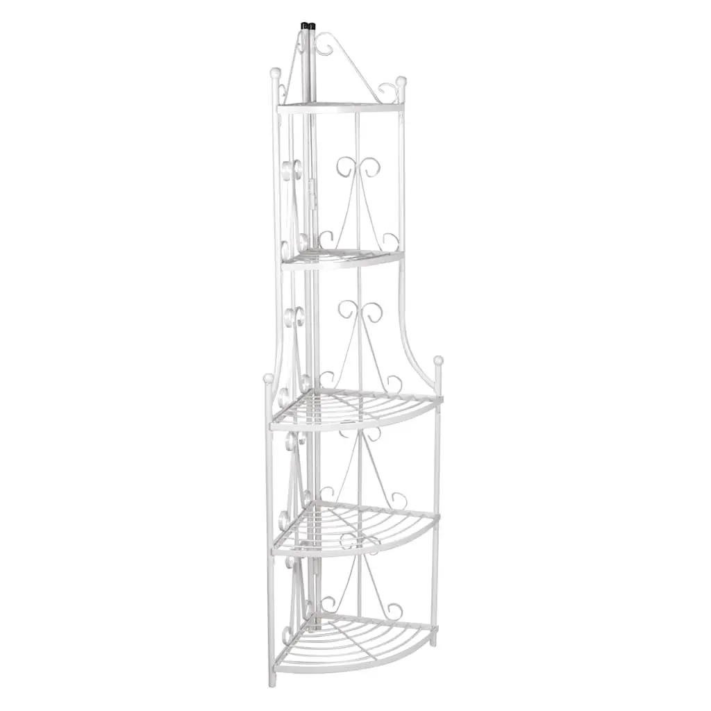 White Corner Plant Rack 5-Tier 160cm Height Space-Saving Steel Display Shelf