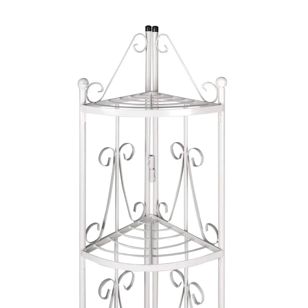 White Corner Plant Rack 5-Tier 160cm Height Space-Saving Steel Display Shelf