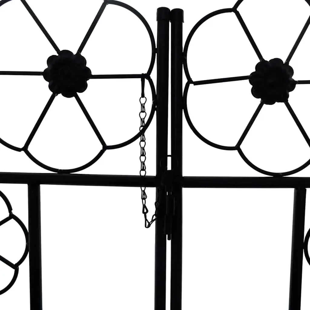 Garden Arch with Door Black Iron Durable Construction for Climbing Plants