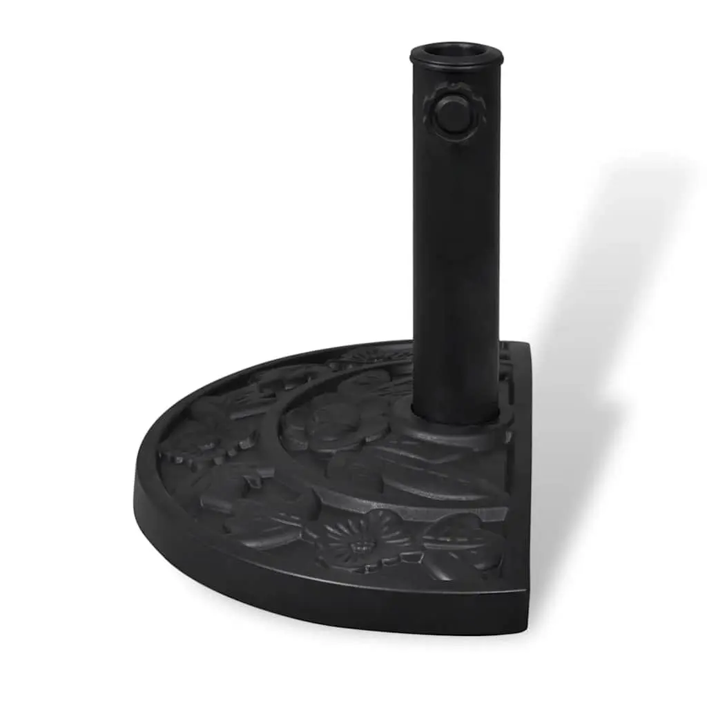 Half Round Outdoor Umbrella Stand Black Durable Resin Parasol Base for Garden Patio