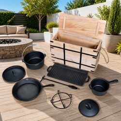 Enhance Outdoor Cooking with 9-Piece Dutch Oven Set
