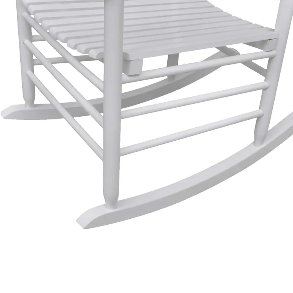 Rocking Chair Curved Seat Solid Hardwood White Indoor Outdoor Garden Patio