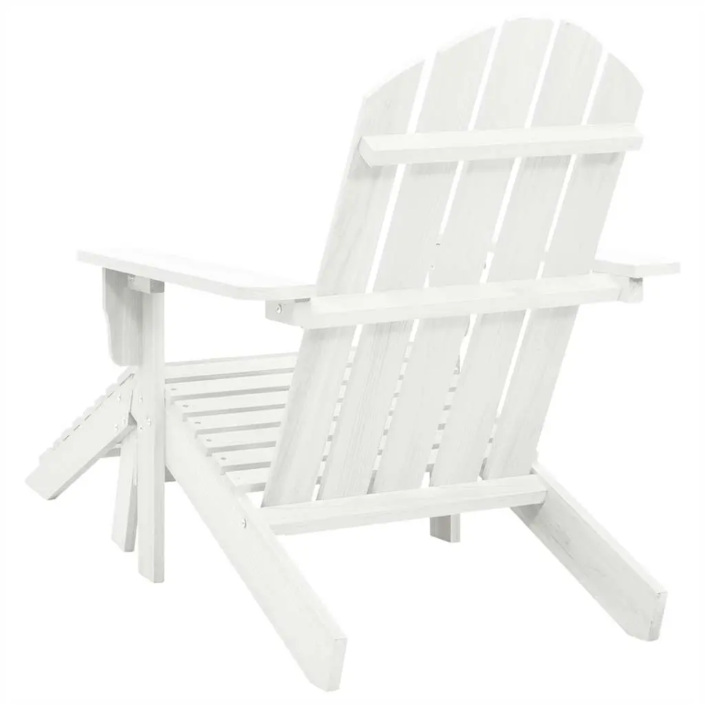 Garden Chair with Ottoman White Wooden Outdoor Armchair Patio Seating