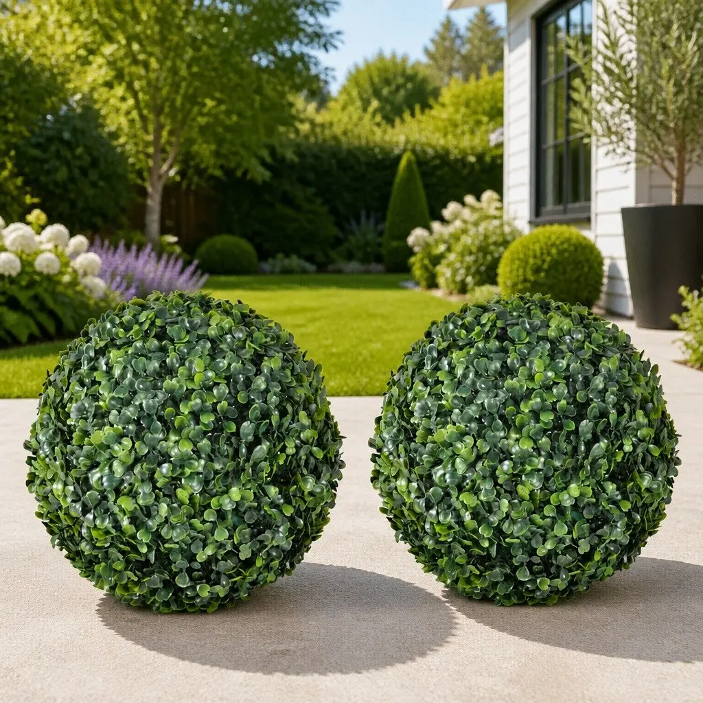 Artificial Boxwood Topiary Ball 35cm Green Lifelike Decorative Faux Plant Sphere Indoor Outdoor