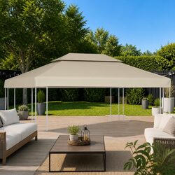 Water-Resistant Gazebo Cover Top Replacement 3x4m Outdoor Canopy Beige