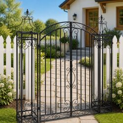 Elegant Black Wrought Iron Garden Gate for Your Outdoors