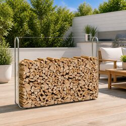 Firewood Rack 200x25x150 cm Galvanised Steel Log Storage Holder Garden Outdoor