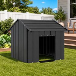 Dog House with Roof Galvanised Steel Outdoor Pet Shelter Entrance 85x107x81cm