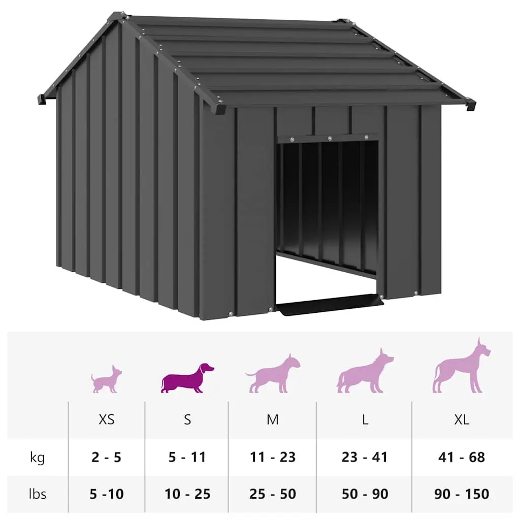 Dog House 83 x 130 x 85 cm Galvanised Steel Construction with Roof for Weather Protection