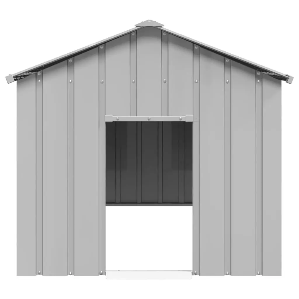 Dog House Grey Galvanised Steel Outdoor Pet Shelter with Roof