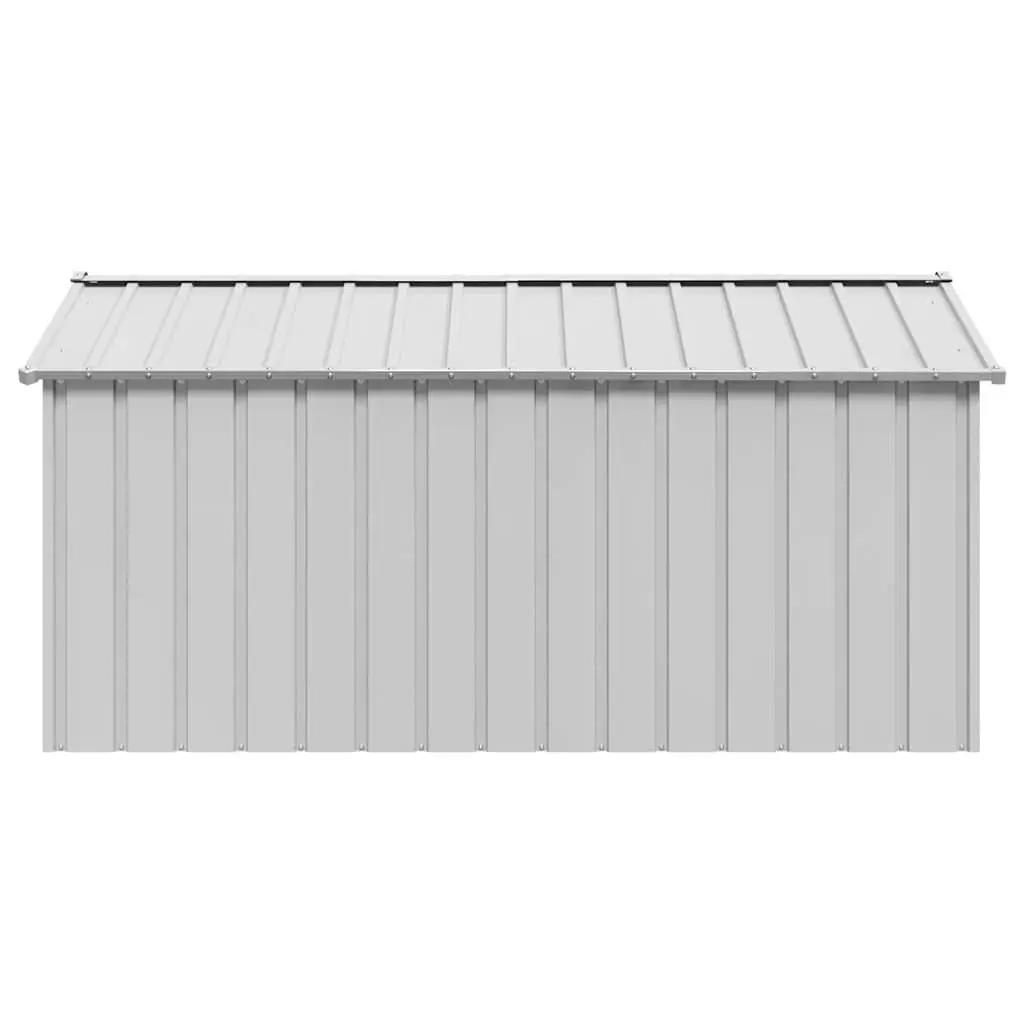 Dog House Grey Galvanised Steel Outdoor Pet Shelter with Roof