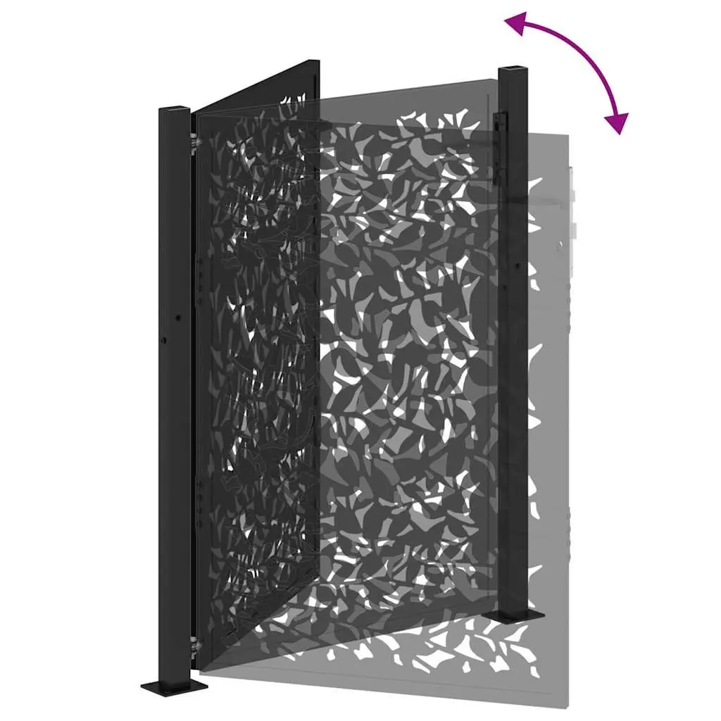 Garden Gate Black 100x125cm Steel Laser-Cut Design Outdoor Fencing Entrance