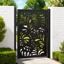 Elegant Black Steel Garden Gate 100x125 cm for Your Space