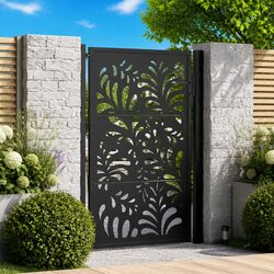Elegant Wave Design Black Garden Gate 100 x 150 cm