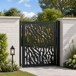 Garden Gate Black 100x100 cm Steel Laser-Cut Design Outdoor Entrance Patio Fence