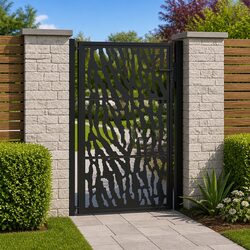 Elegant Black Laser-Cut Garden Gate for Patios 100x150 cm