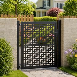 Stylish 100x100 cm Lockable Garden Gate in Black Steel