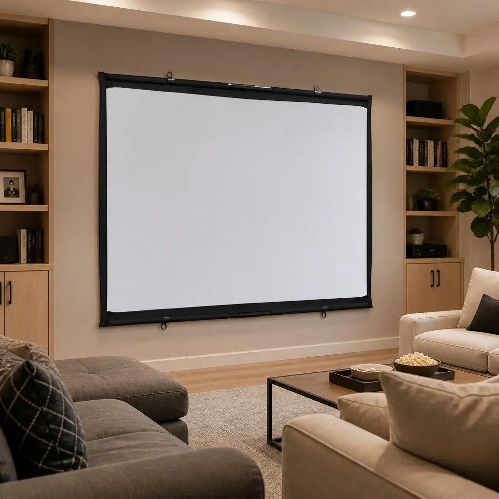 Projection Screen Wall-Hanging 72 Inch 4:3 Matte Home Theater Classroom