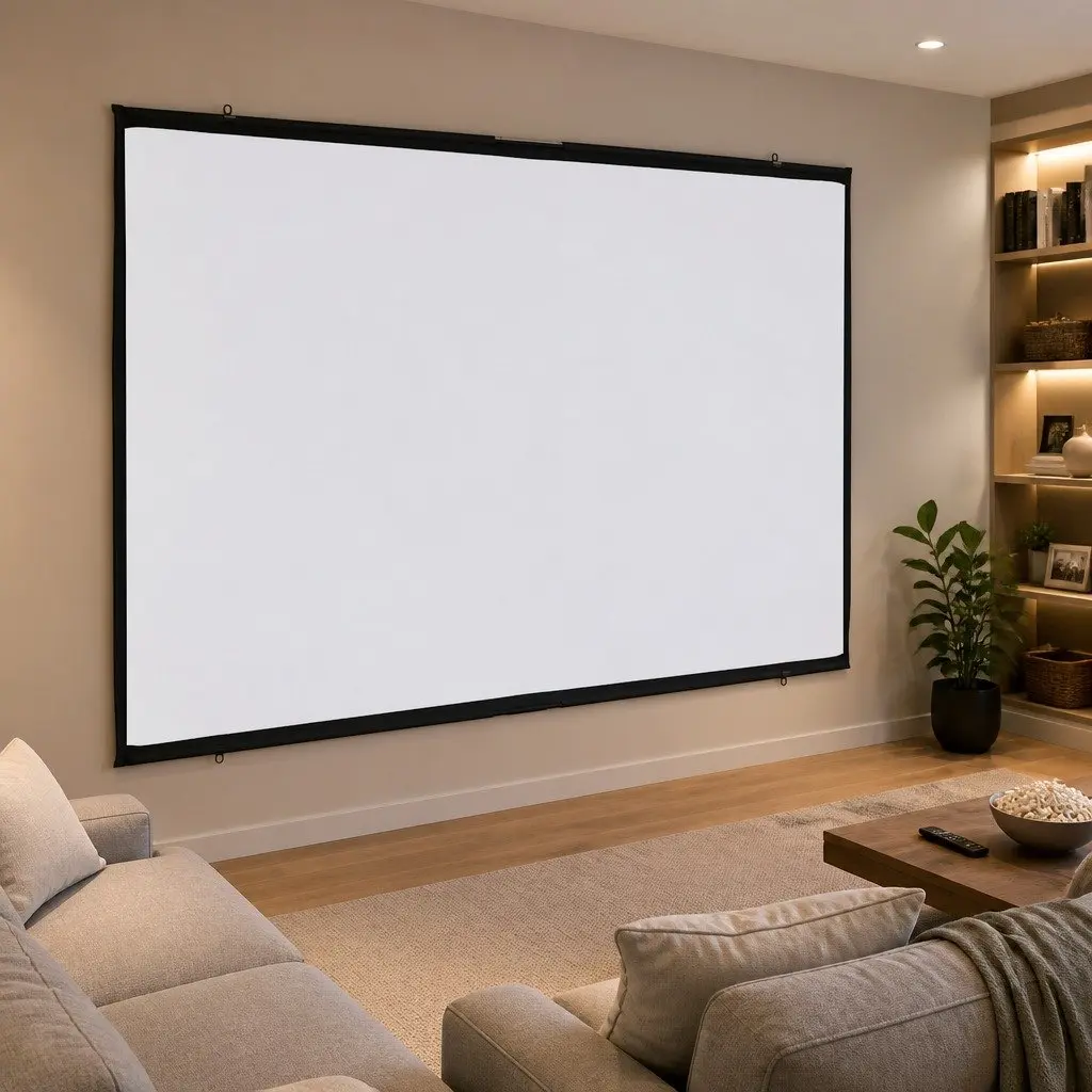 Projection Screen 100 Inch Wall-Hanging Matte White Optimised Light Diffusion
