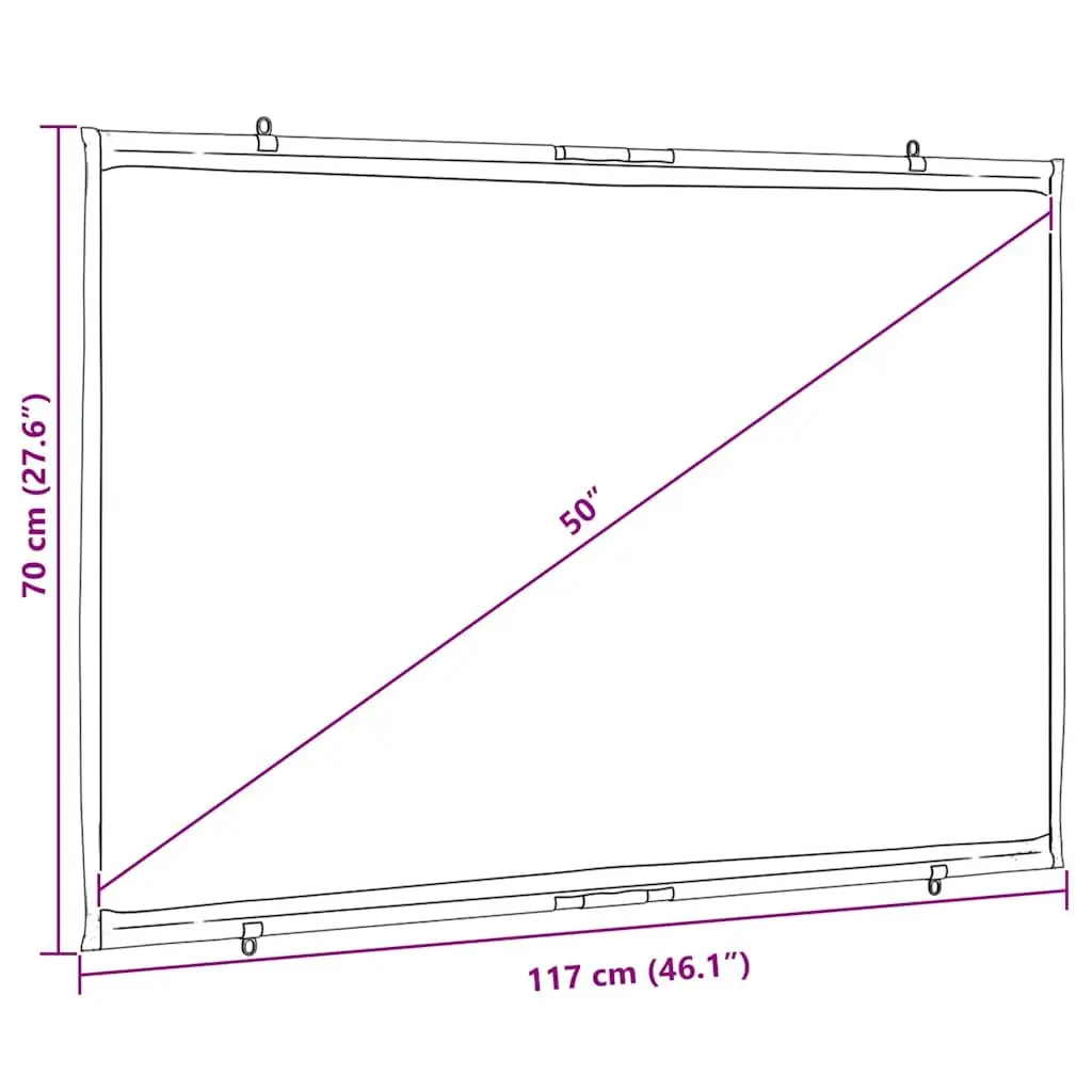 Projection Screen Wall-Hanging 50 Inch 16:9 Matte White Home Theater Office