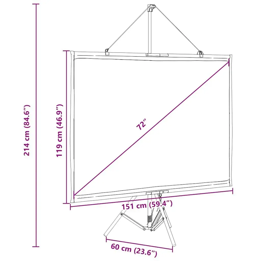 Projection Screen 72 Inch Tripod Stand Portable Home Theater Office
