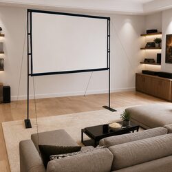 Projection Screen 84 Inch 4:3 Portable Projector Display with Double Stands