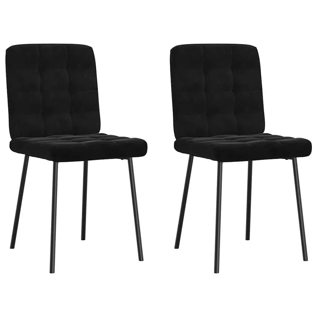 Dining Chairs 2 pcs Black Velvet Soft Fabric with Metal and Wood Frame