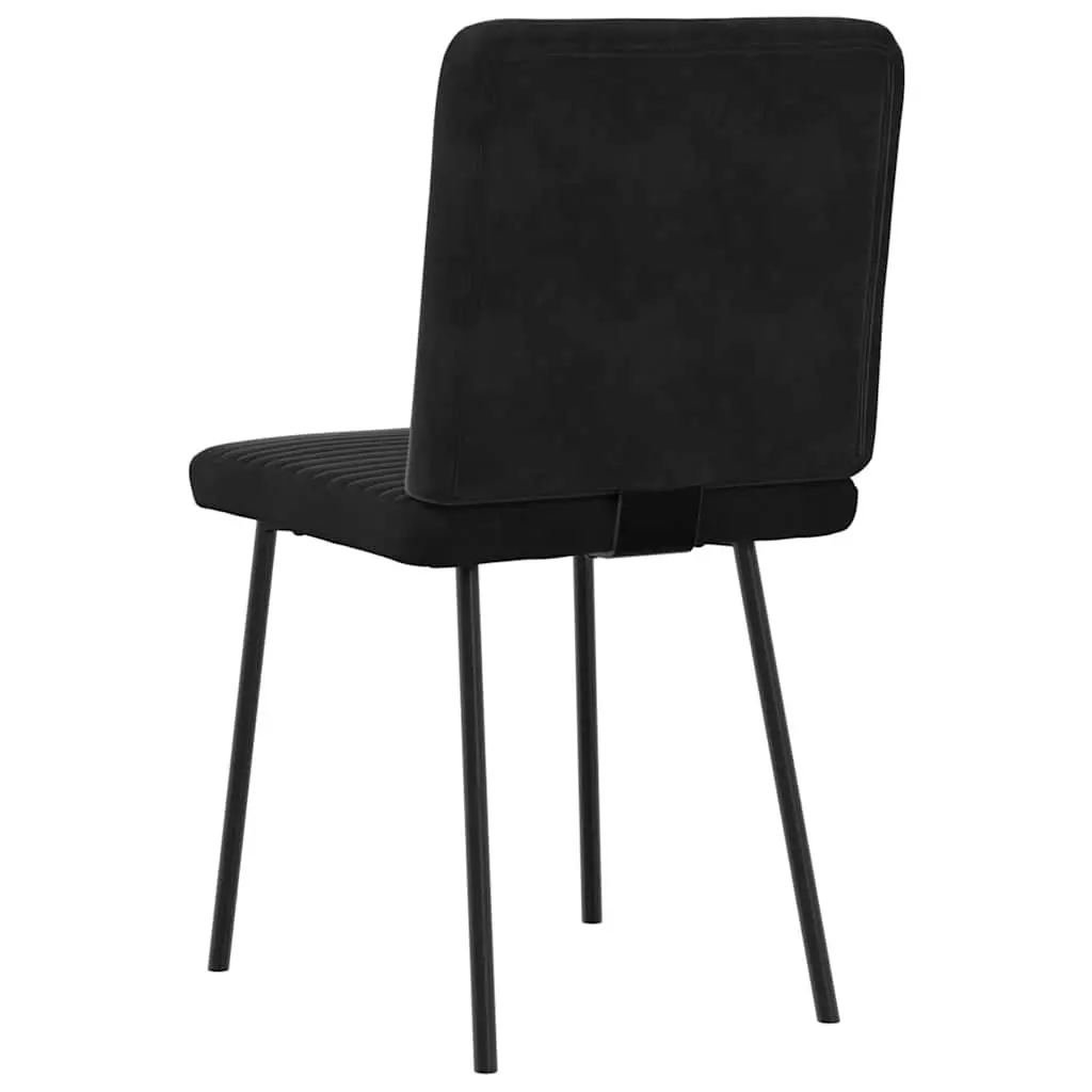Dining Chairs Set of 2 Black Velvet Foam Padded Seat Metal and Wood Frame