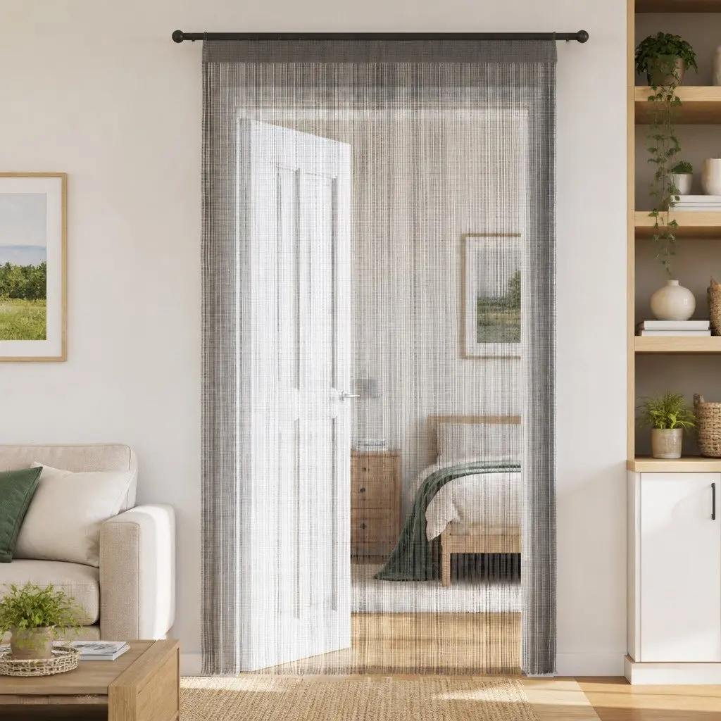 String Curtains 140x250 cm Anthracite 2 pcs Durable Polyester Room Divider