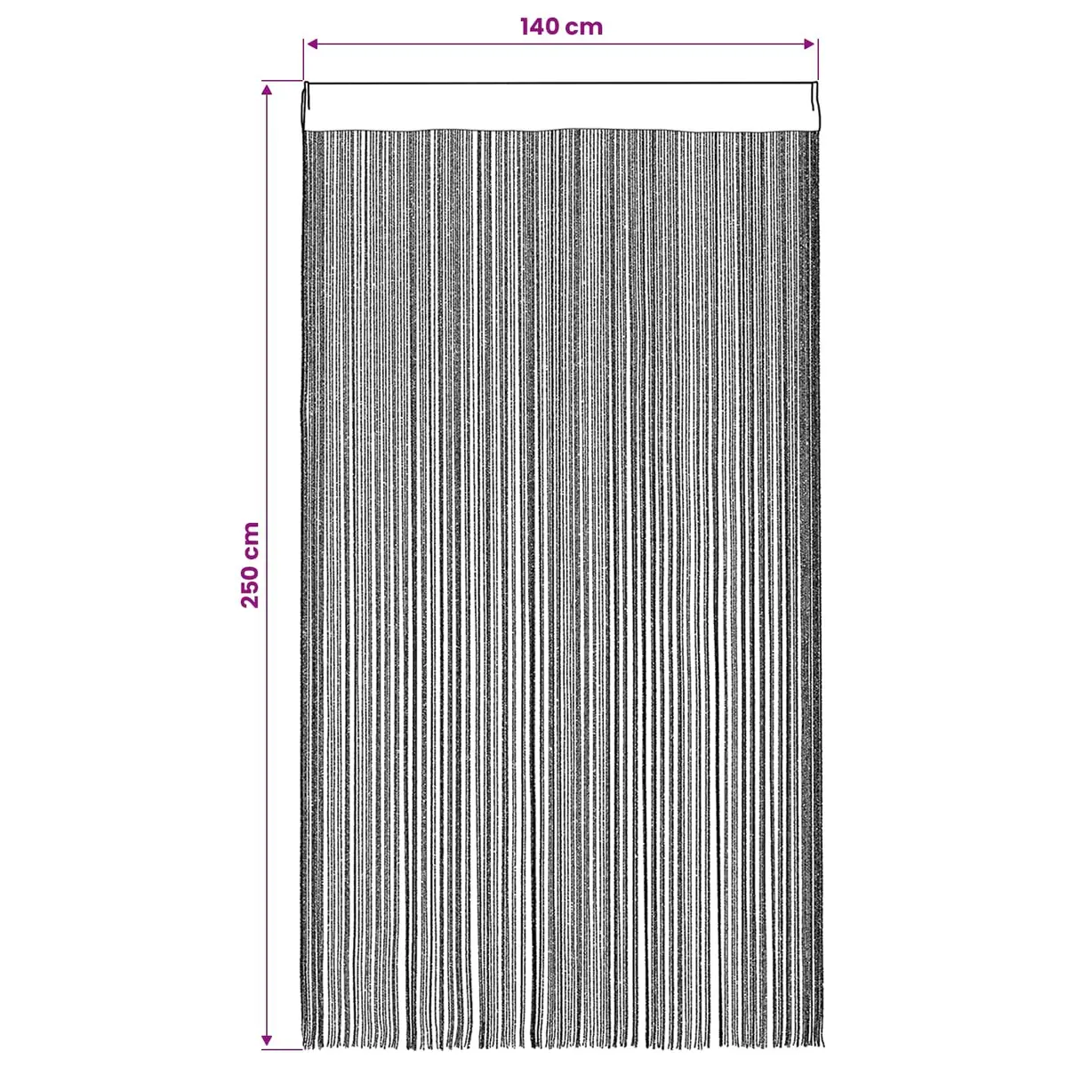 String Curtains 140x250 cm Anthracite 2 pcs Durable Polyester Room Divider