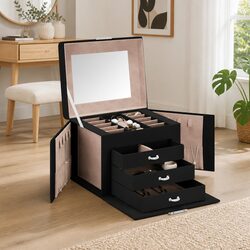 Elevate Your Space with This 4-Layer Black Jewellery Box Organiser